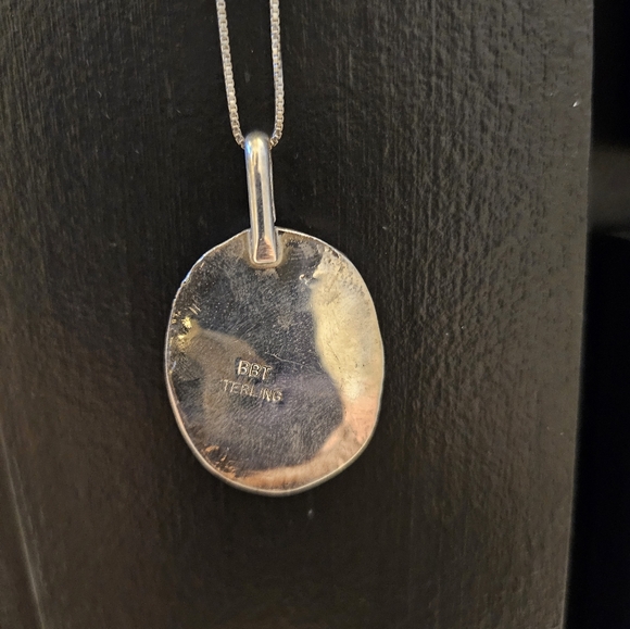 Chumash Turquoise Pendant Sterling Silver Necklace - Picture 3 of 5